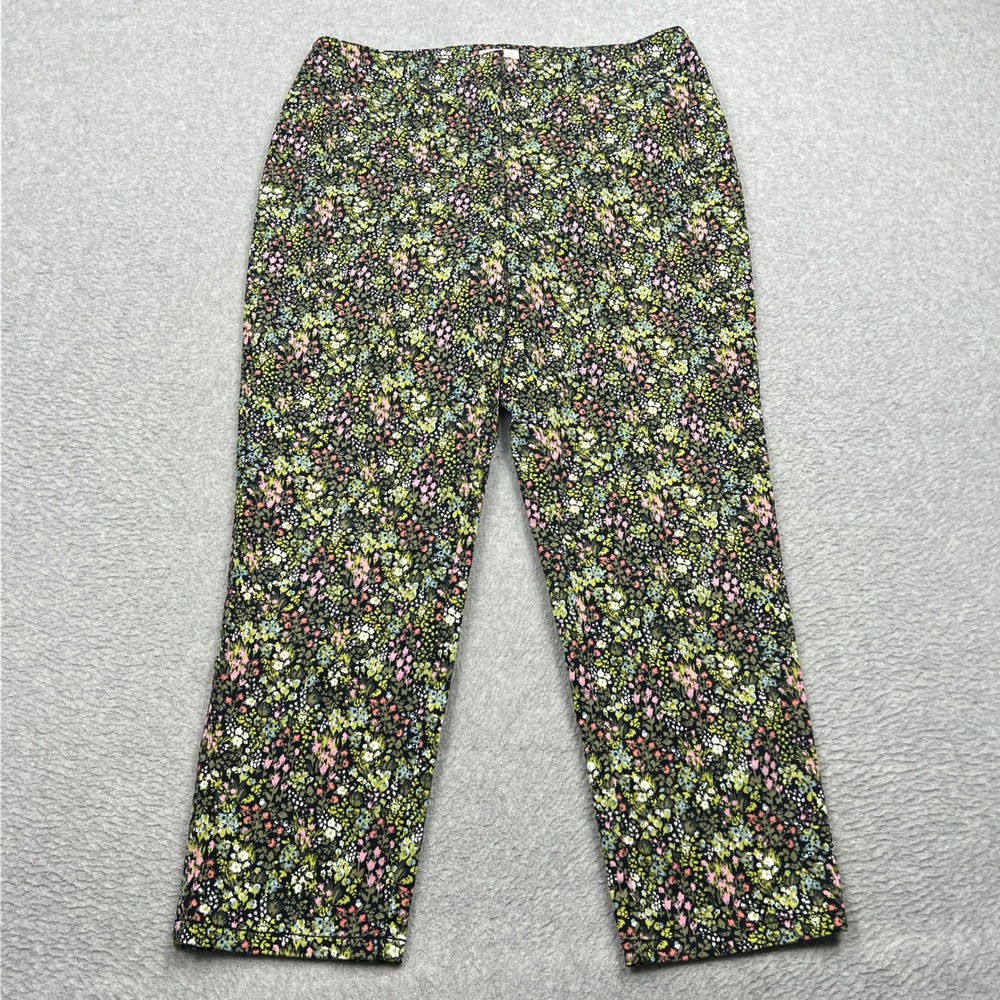J. Jill Live-in Chino Pants Womens 8 Petite Multicolor Floral Ankle Crop Stretch